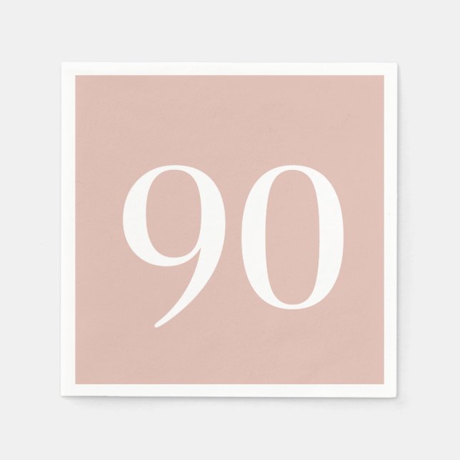 Ninetieth Birthday Blush Cocktail Napkins (Front)