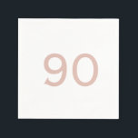 Ninetieth Birthday Blush Number White Cocktail Napkin<br><div class="desc">90th Birthday cocktail napkins.  Simple.  Blush and white.</div>