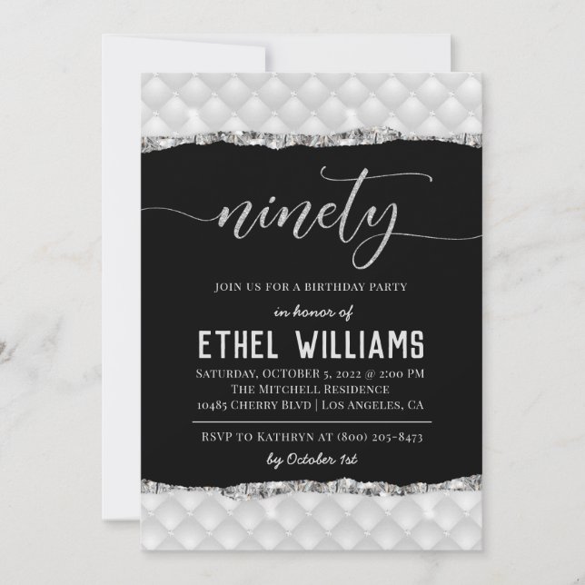 Ninety Diamond Birthday Invitation (Front)