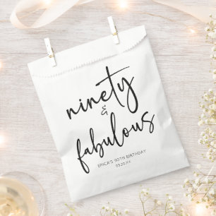 Ninety & Fabulous Minimal 90th Birthday Party Favour Bag