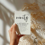 Ninety | Modern 90th Black & White Birthday Party Invitation Postcard<br><div class="desc">This modern, black and white, 90th birthday party invitation features classy modern typography. The word "ninety" appears in script style calligraphy. Perfect for setting the stylish tone for a wonderful, ninetieth birthday party celebration. The colour scheme of the invite is easy to customize - both the background and the typography...</div>