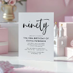 Ninety | Modern 90th Black & White Birthday Party Magnetic Invitation<br><div class="desc">This modern, black and white, 90th birthday party invitation features classy modern typography. The word "ninety" appears in script style calligraphy. Perfect for setting the stylish tone for a wonderful, ninetieth birthday party celebration. The colour scheme of the invite is easy to customize - both the background and the typography...</div>
