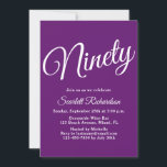 Ninety Modern Script Autumn Purple 90th Birthday Invitation<br><div class="desc">Simply Modern 90th Birthday Party Invitation Autumn Purple Personalize this elegant Autumn Purple birthday party invitation with the name of the person celebrating a very special day in their life and customize all of the birthday party celebration details. A 90th birthday is a special milestone to celebrate. Mark the occasion...</div>