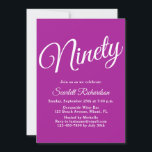 Ninety Modern Script Dark Pink 90th Birthday Party Invitation<br><div class="desc">Simply Modern 90th Birthday Party Invitation Dark Pink Personalize this elegant Dark Pink birthday party invitation with the name of the person celebrating a very special day in their life and customize all of the birthday party celebration details. A 90th birthday is a special milestone to celebrate. Mark the occasion...</div>