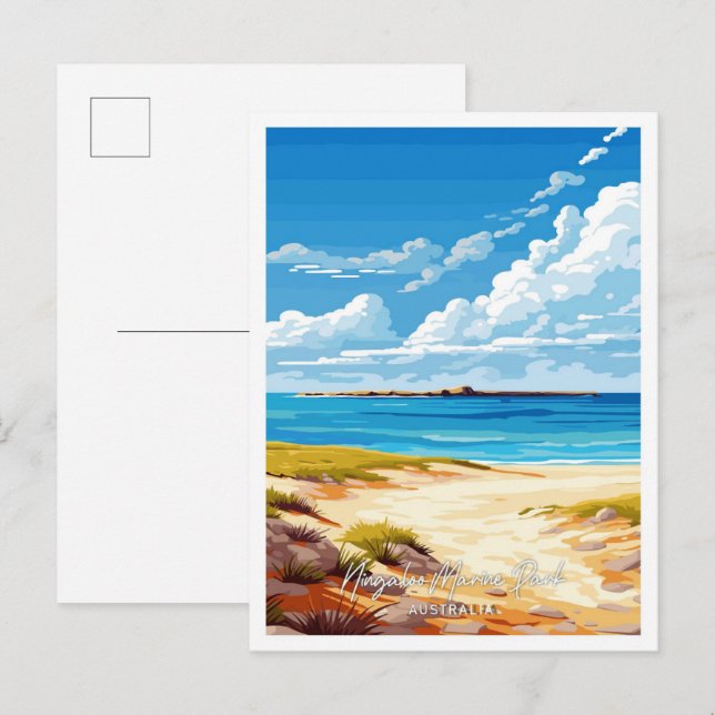 Ningaloo Marine Park Australia Travel illustration Postcard (Front/Back)