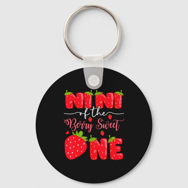 Nini Of The Berry Sweet One 1st Birthday Strawberr Keychain (Front)