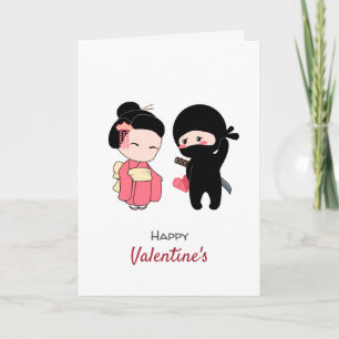 Ninja and Geisha Happy Valentine Holiday Card