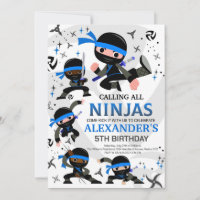 Ninja Anniversaire Fête Invitation Karate Party Bl