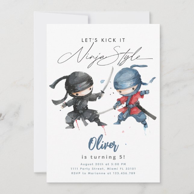 Ninja Anniversaire Invitation Arts Martiaux Annive (Devant)