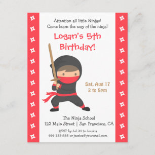 Ninja avec les invitations du parti Anniversaire d