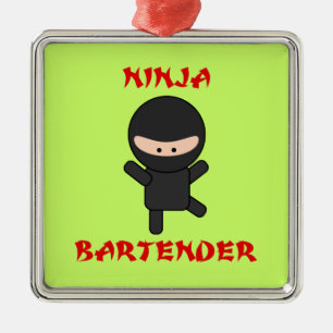 Ninja Bartender Metal Ornament