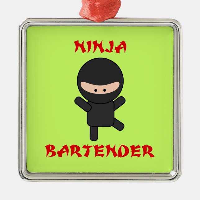 Ninja Bartender Metal Ornament (Front)