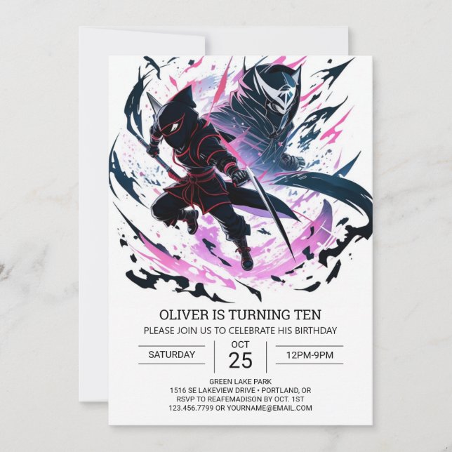 Ninja Birthday Adventure for Kids Invitation (Front)