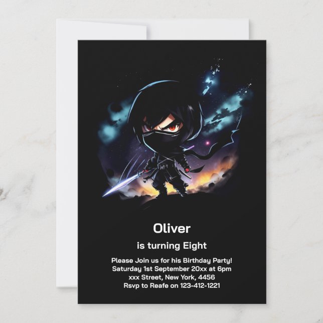 Ninja Birthday Invitation (Front)
