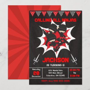 Ninja Birthday Invitation, Karate Ninja Party Invitation