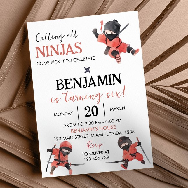 Ninja Birthday Invitation Ninja Party (Creator Uploaded)