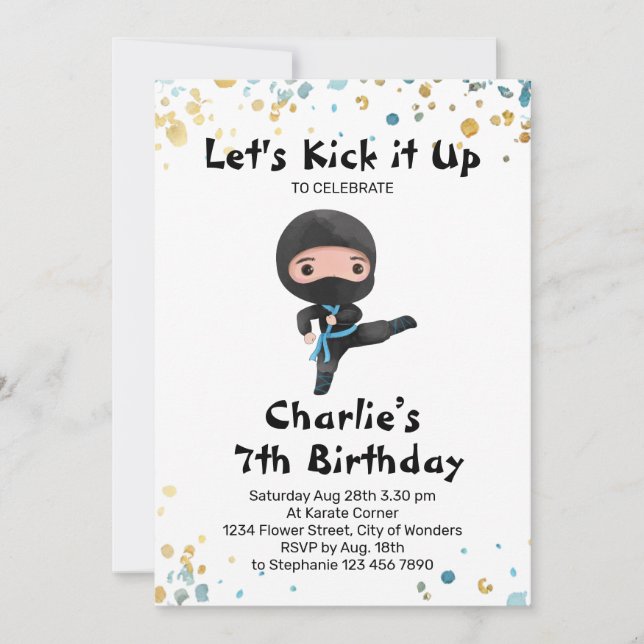 Ninja Birthday Invitation - Ninja Party (Front)