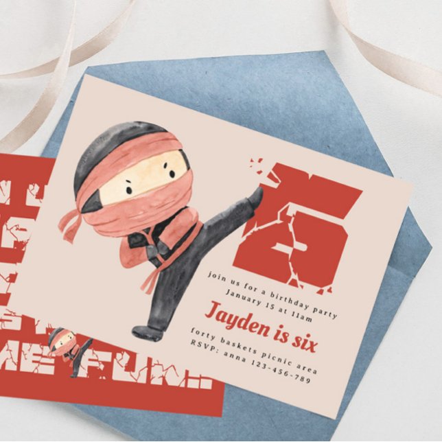 Ninja Birthday Party, Boys 6th Birthday Invitation (Creator Uploaded)