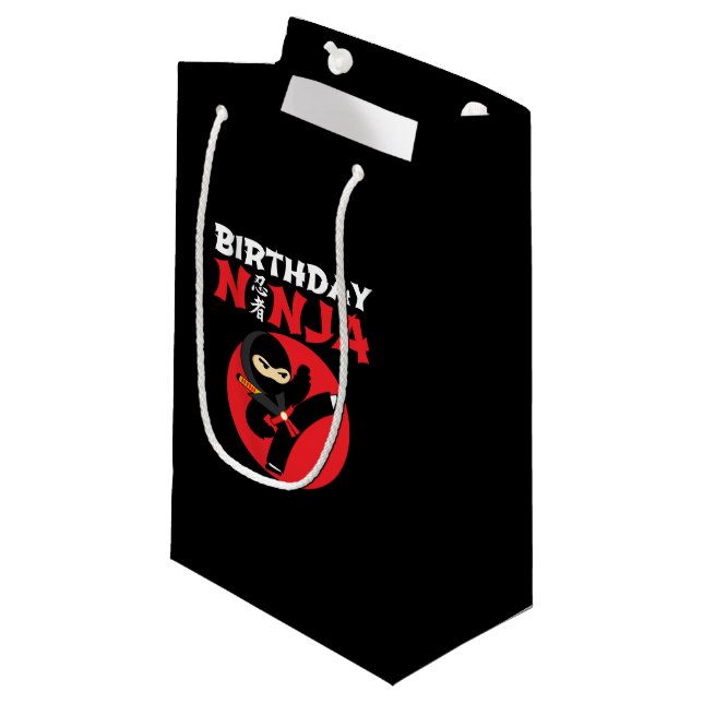 Ninja Birthday Party Theme - Birthday Ninja Design Small Gift Bag (Front Angled)
