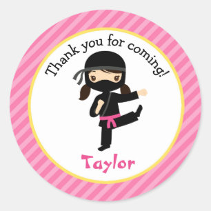 Ninja Birthday Stickers (Personalized Girl Favour)