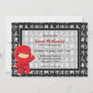 Ninja birthday theme invitation