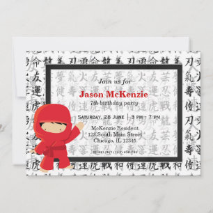 Ninja birthday theme invitation