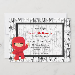Ninja birthday theme invitation
