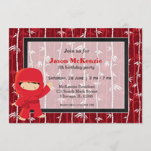 Ninja birthday theme invitation