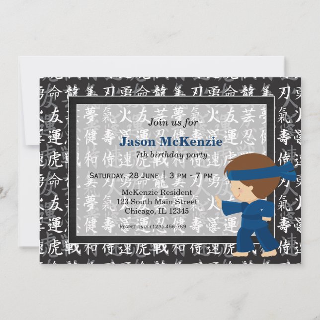 Ninja birthday theme invitation (Front)