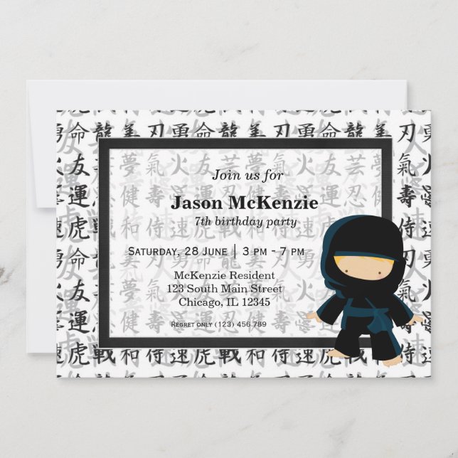Ninja birthday theme invitation (Front)