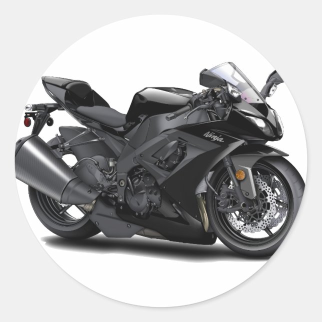 Ninja Black Bike Classic Round Sticker (Front)