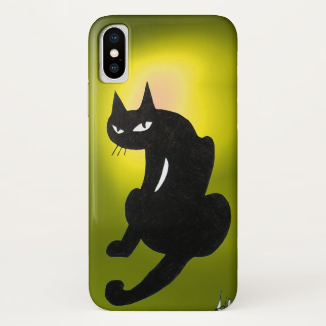 NINJA BLACK CAT Bright Yellow Case-Mate iPhone Case (Back)