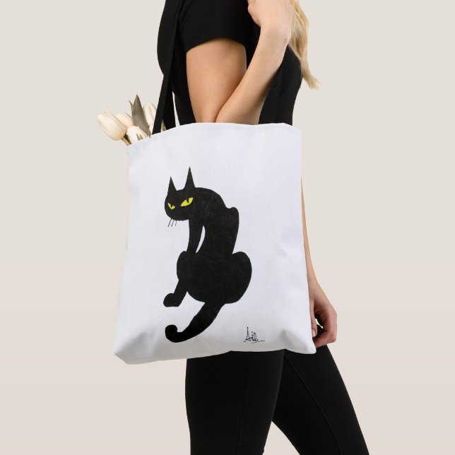 NINJA BLACK CAT White Tote Bag (Close Up)
