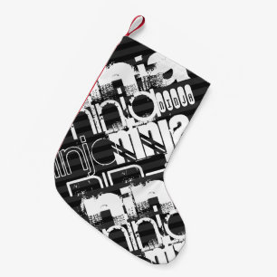 Ninja; Black & Dark Grey Stripes Small Christmas Stocking