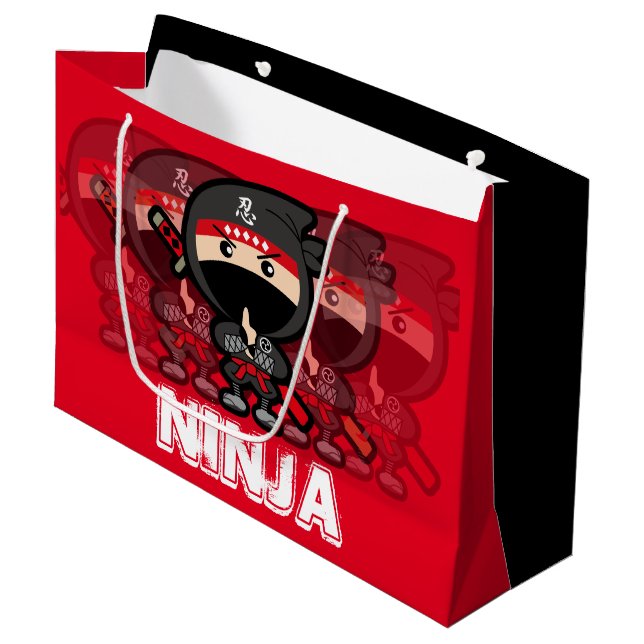 Ninja Boy Christmas Large Gift Bag (Front Angled)
