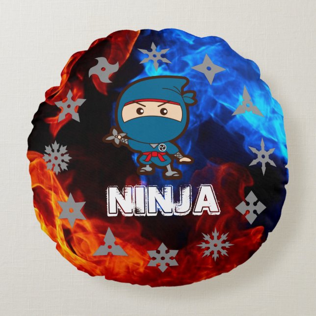 Ninja Boy Round Pillow (Front)