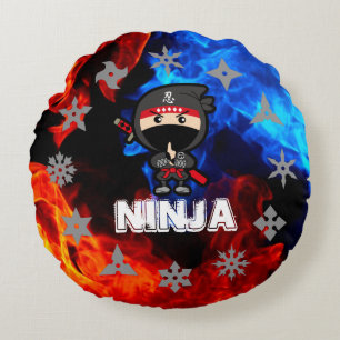 Ninja Boy Round Pillow