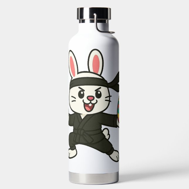 Ninja cartoon Easter bunny/rabbit Water Bottle (Left)