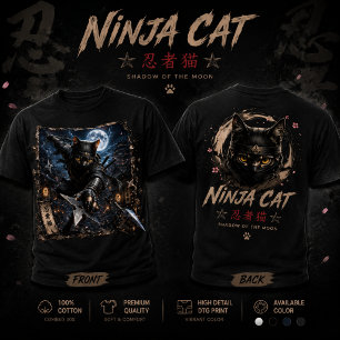 Ninja Cat 3D Japonais Conception de T-Shirt