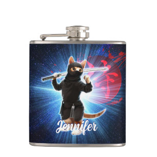Ninja Cat in space.                                Hip Flask