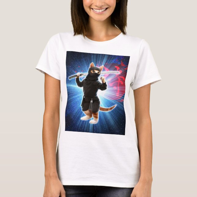 Ninja Cat in space.                                T-Shirt (Front)