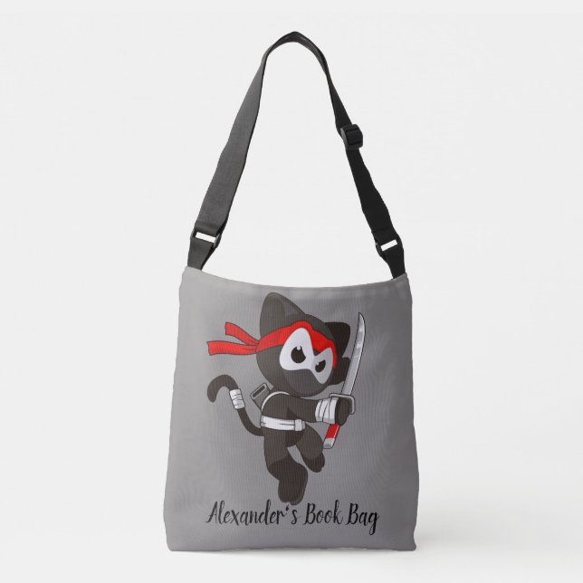Ninja Cat Personalize Book Bag (Front)