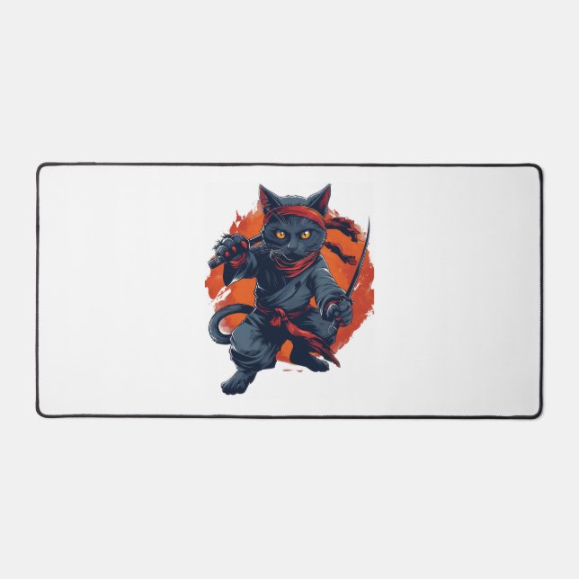 Ninja Cat Stealth Desk Mat (Front)