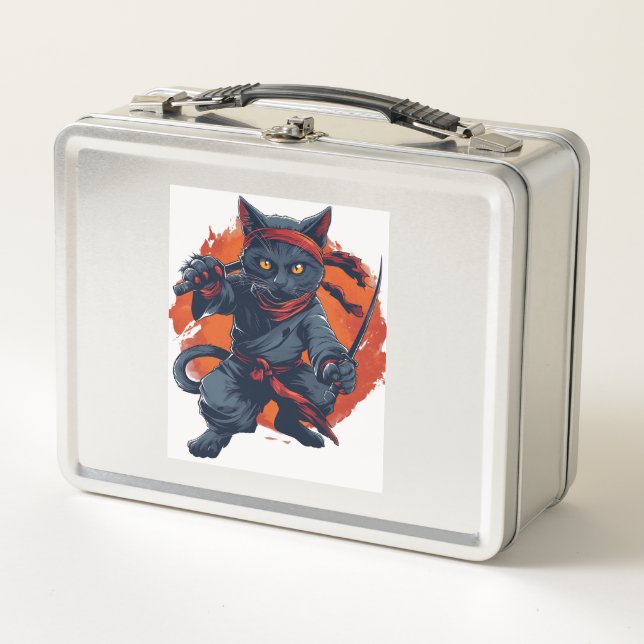 Ninja Cat Stealth Metal Lunch Box (Front)