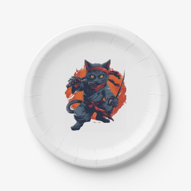 Ninja Cat Stealth Paper Plate (Front)