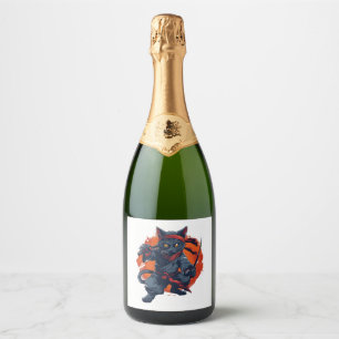 Ninja Cat Stealth Sparkling Wine Label