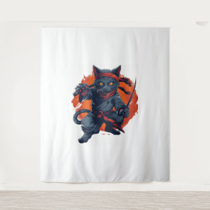Ninja Cat Stealth Tapestry