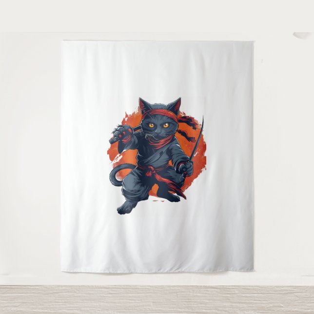 Ninja Cat Stealth Tapestry (Front)
