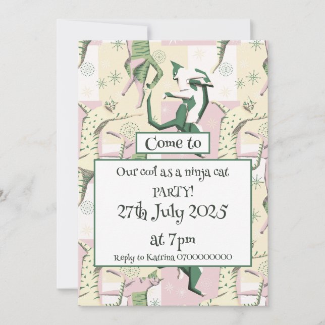 Ninja cats icecream invitation (Front)
