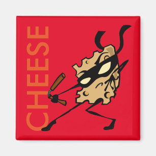 NINJA CHEESE WITH NUNCHUCKS SQUARE MAGNET